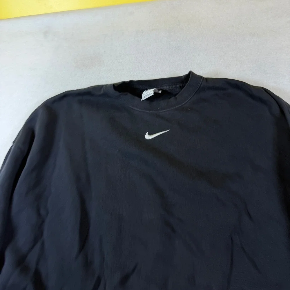 Nike Womens Essential Cropped Sweatshirt Black Center‎ Swoosh Pullover Small
